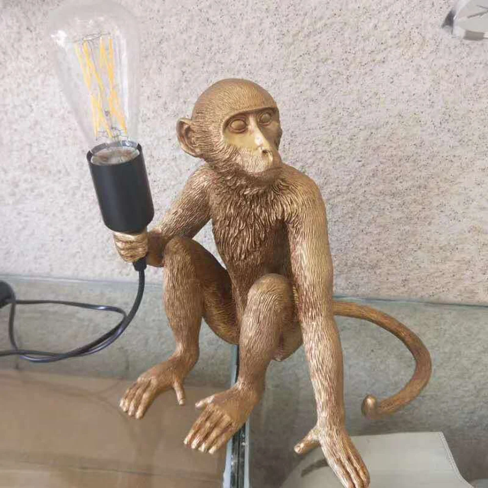 

Resin Monkey Table Lamp Sitting Monkey Light Indoor Table Light Fixture Decor