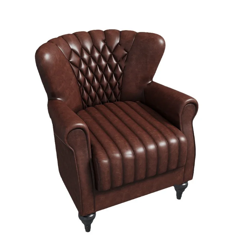 Retro light luxury bar sofa, American cafe tables and chairs, cigar room tiger single seat combination