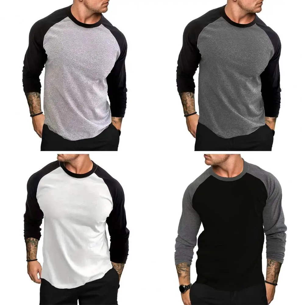 Heren Tops Lente Herfst Heren Casual T-Shirt O-hals Raglan Mouw Kleur Mannen Tops Bijpassende Fitness Gym Pullover Tops Streetwear