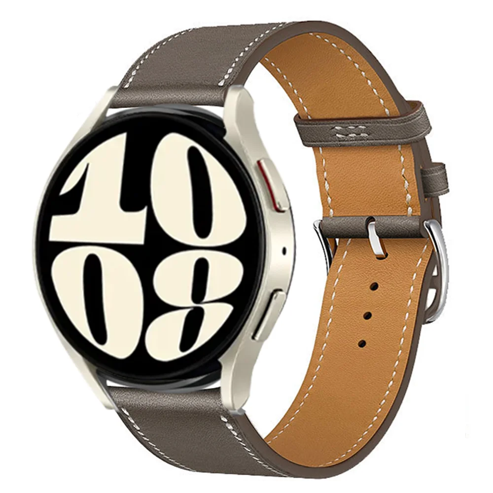 20mm 22mm Leather Band For Samsung Galaxy watch 4/5/6 classic/5 Pro/active 2/Gear s3 Bracelet correa Huawei GT-2-2e-3-4 strap