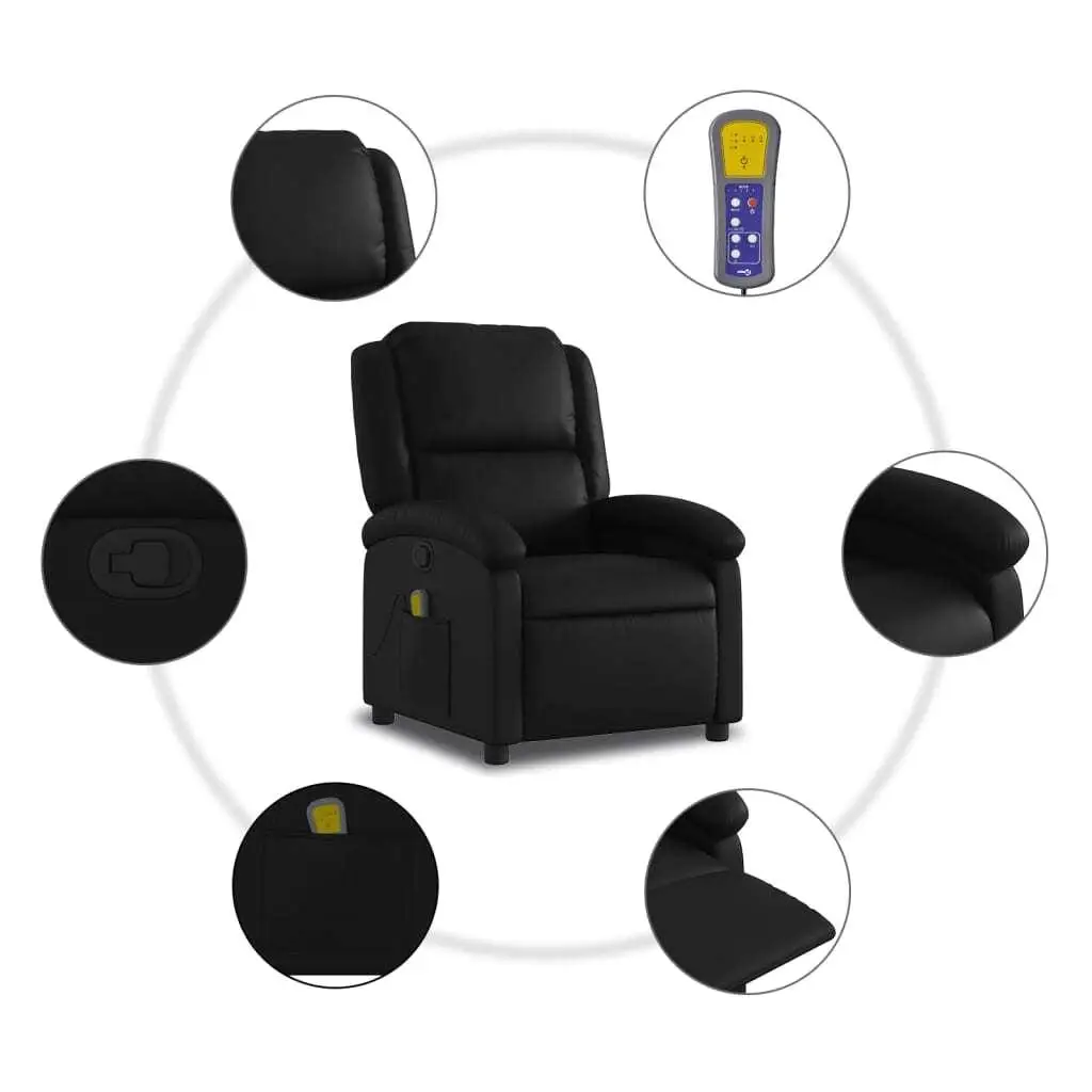 Black Faux Leather Massage Recliner Chair for Relaxation and Comfort