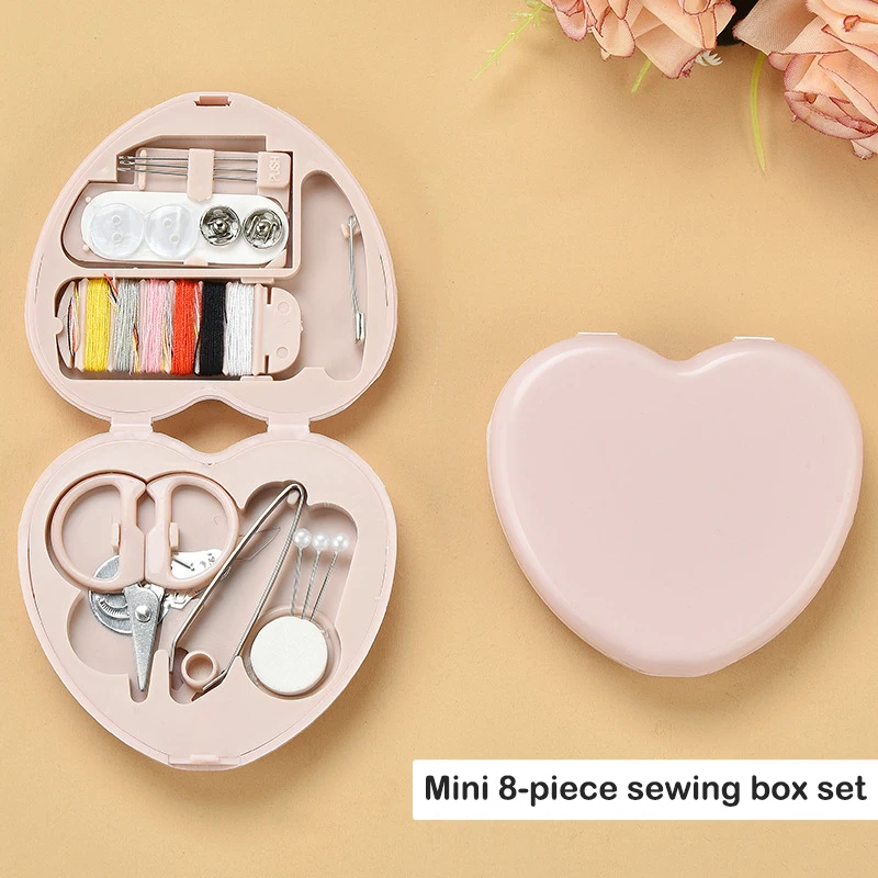 Mini Sewing Box Household Buttons Scissor Pins Heart-shaped Storage Box Portable Travel Sewing Tool Accessor Швейные Инструменты