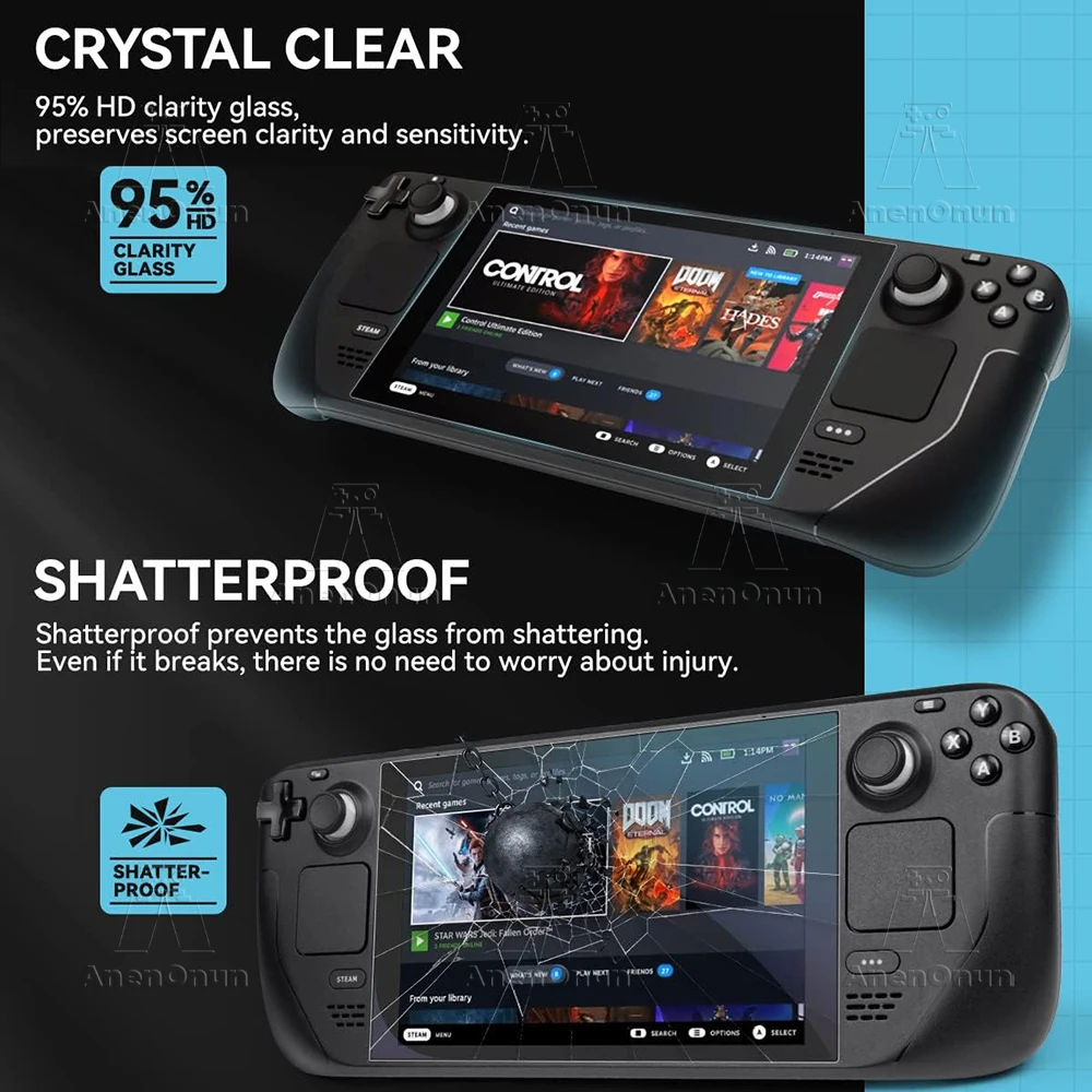 Steam Deck/Steam Deck Oled 강화 유리 화면 보호기 9H 경도 파손 방지 긁힘 방지 2.5D Arc Edge HD 버블 프리