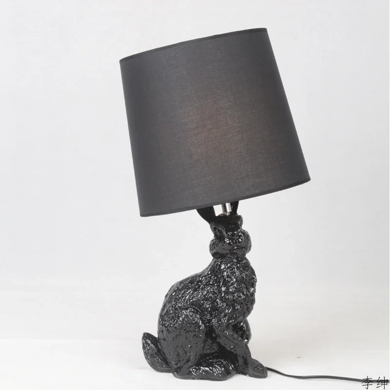 Modern Animals Rabbit LED Table Lamps Nordic Bedroom Bedside Lamp Living Room Table Lights Resin Industrial Decor Luminaire