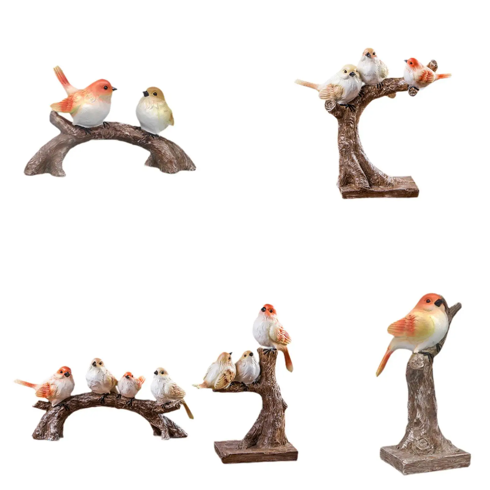 

Colourful Resin Bird Figurine Cute Bird Family Small Statue Decor for Office