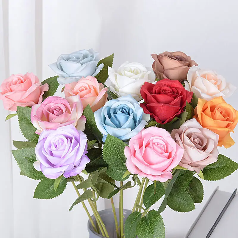 Single Silk Rose Bouquet Artificial Flower Garden Home Festival Gift Flowers Wedding Valentine's Day Decation