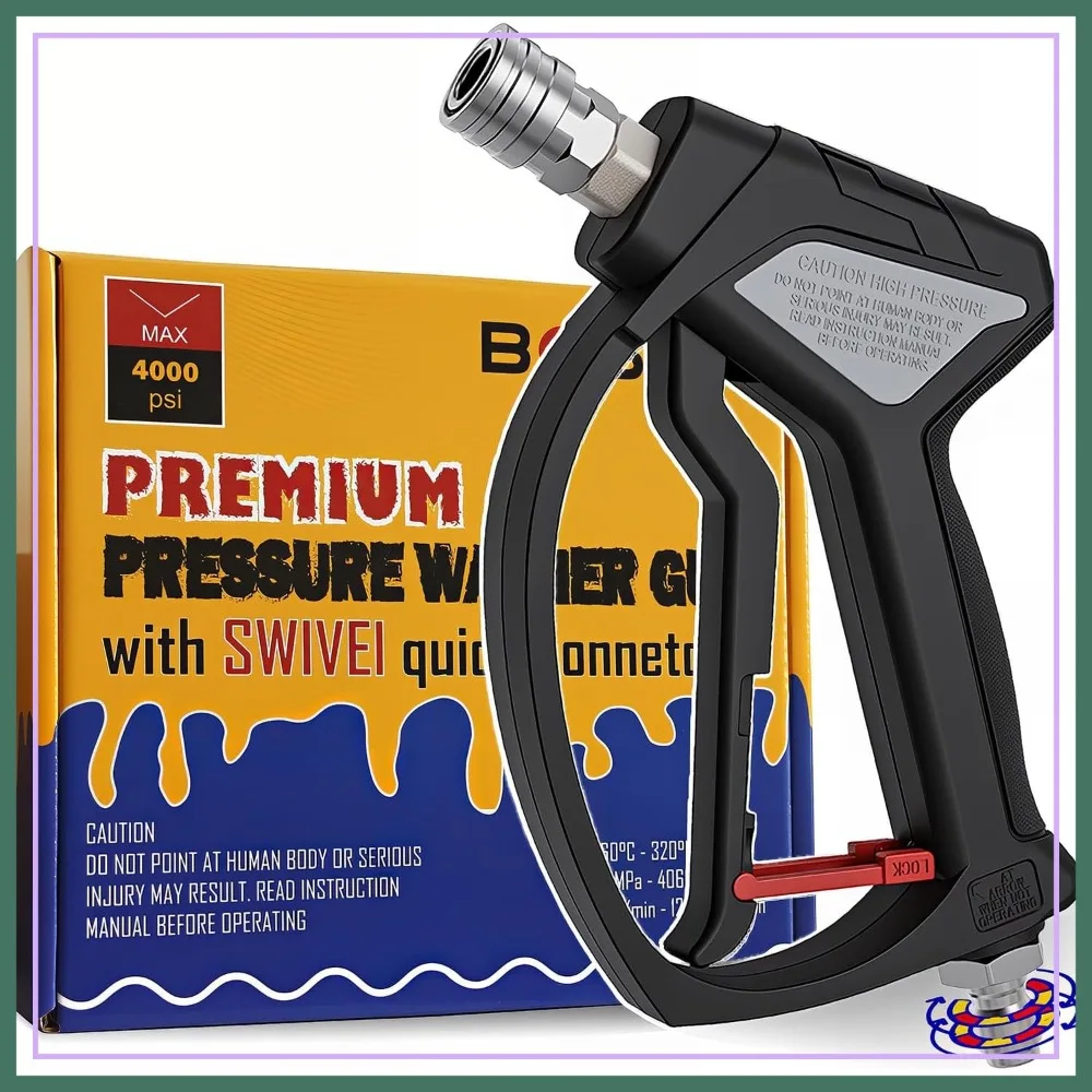 

Pressure Washer Gun with Swivel Connector, Nickel-Plated Real Copper Valve, Durable Swivel Gun with 1/4" and 3/8" Quick Connects