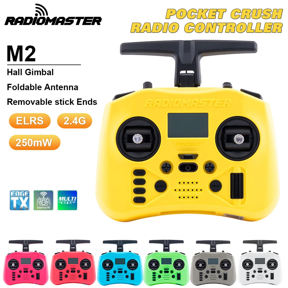 

RadioMaster Pocket Crush Radio Controller Transmitter 2.4G 16CH ELRS Foldable Antenna for RC FPV drone