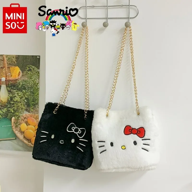 

HelloKitty 2025 New Women's Plush Bag Fashion High Quality Women's Chain Crossbody Bag Cartoon Cute Versatile Girl Shoulder Bag