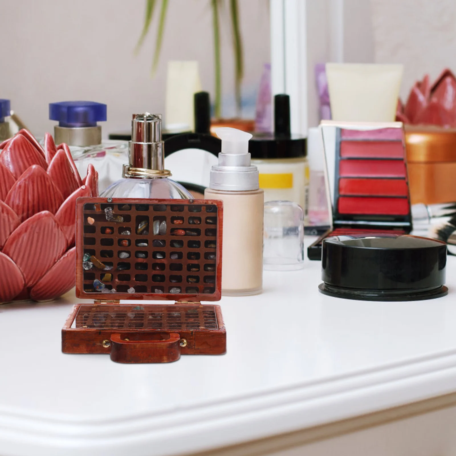 

Коробка для сбора камней, деревянный каменный органайзер, витрина для хранения сокровищ, витрина для камней, коробка для хранения камней