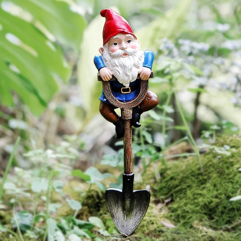 

Garden Gnomes Decorations For Yard, Funny Outdoor Statue Gift, Naughty Knome Standing On A Shovel, Home Sculptures Easy To Use