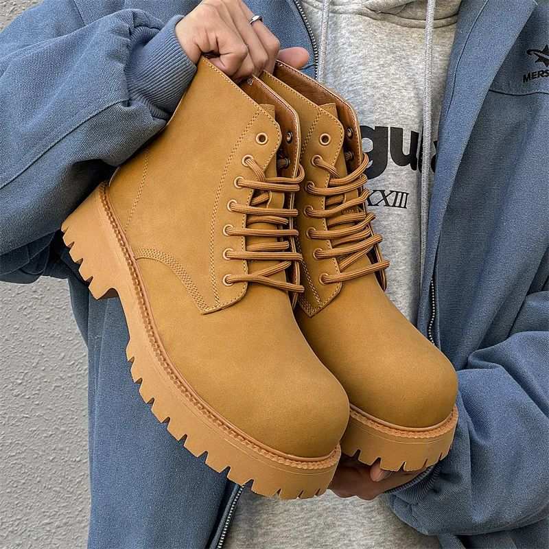 

Мужские повседневные уличные ботинки пустыни, оригинальная кожаная обувь на шнуровке, ковбойские осенне-зимние ботинки, красивые ботильоны на платформе, botas hombre