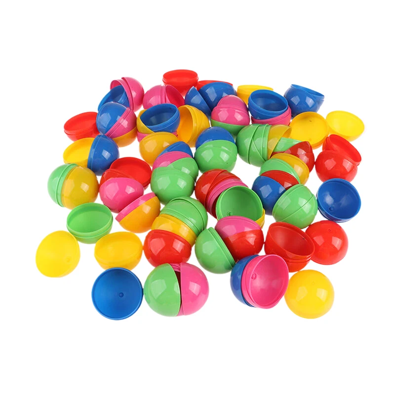 50Pcs 4cm 혼합 색상 플라스틱 복권 공 인쇄 드로잉 공 중공 개방형 게임 공 테이블 활동 공 어린이 장난감
