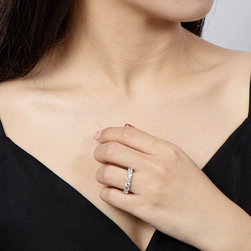 Rrjzz 4MM Voll-Moissanit Ehering für Frauen D-Farbe Laborgezüchteter Diamant Verlobungsring GRA Schmuck Geschenke – Detail 11