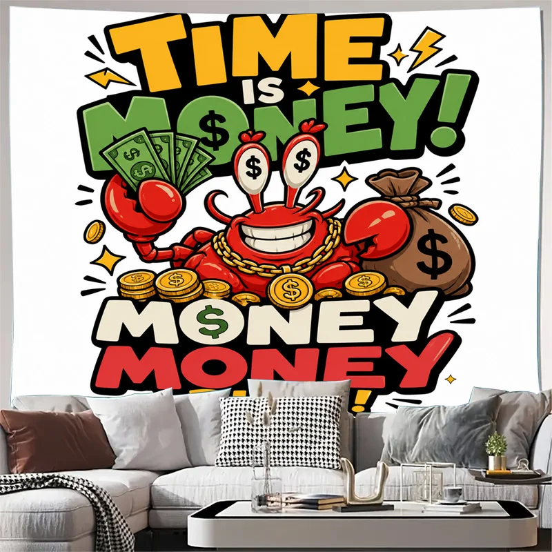 Funny Time Is Money Wall Art Tapestry Canvas Decor Print Pop Culture Finance Dollar Sign Graphic Poster Home Decoration