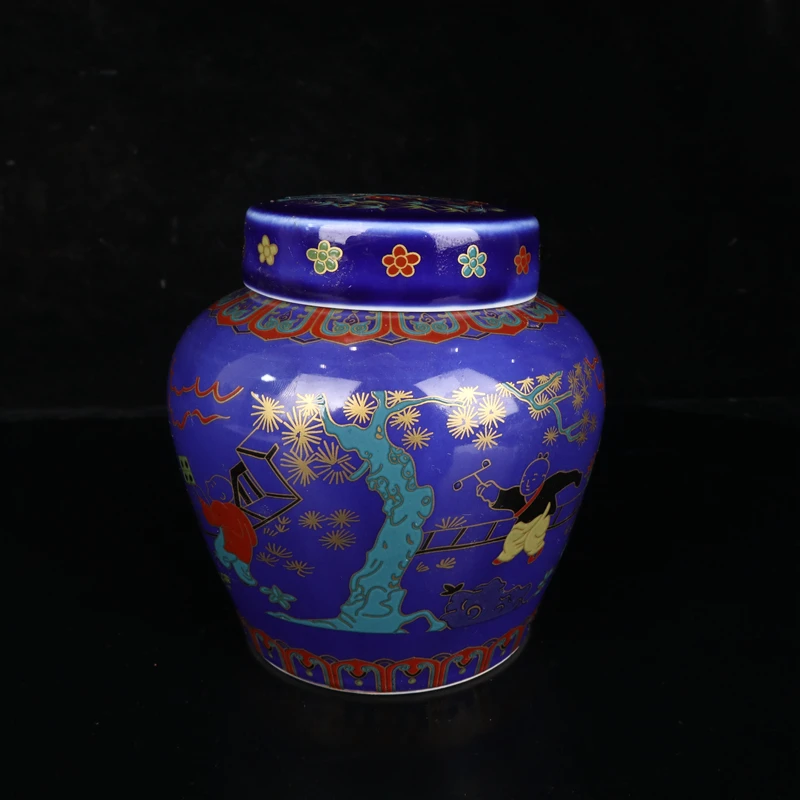 

Ming Chenghua Blue Doucai Baby Play Pattern Tianzi Jar Home Crafts Exquisite Decorative Ornaments Porcelain Collection