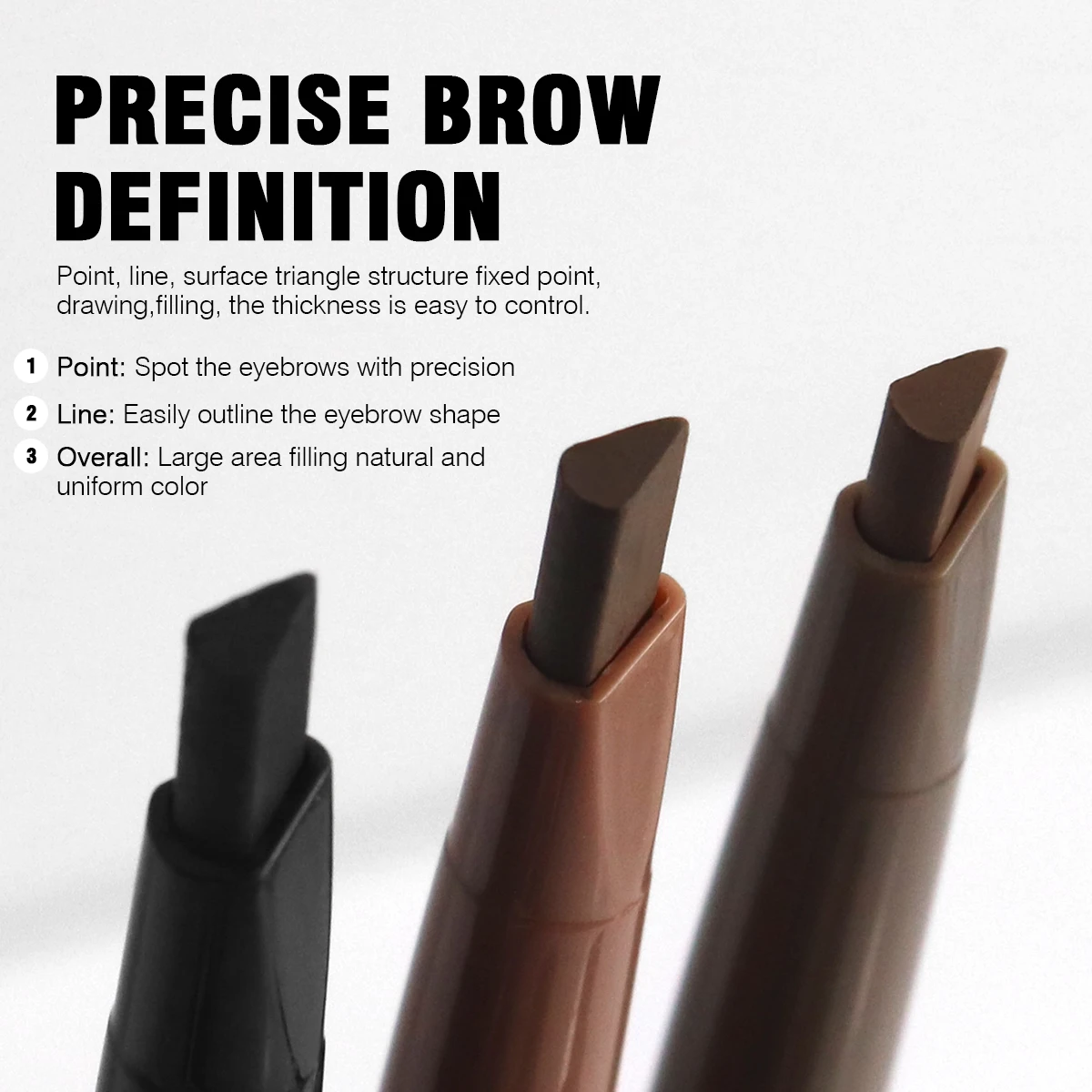 Lápiz de cejas de punta Triangular de doble punta con pincel, resistente al agua y duradero y 6 colores, perfecto para todo tipo de piel