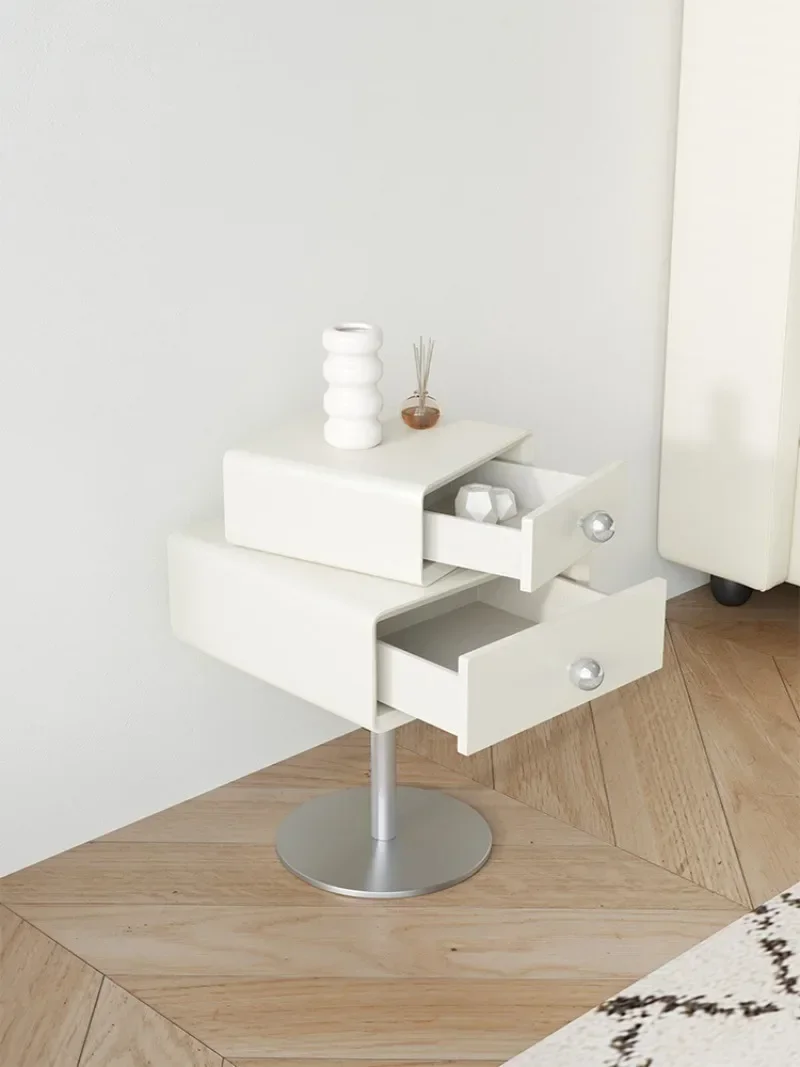 French light luxury bedside table simple modern rotatable bedside table locker ultra narrow Internet celebrity cream wind
