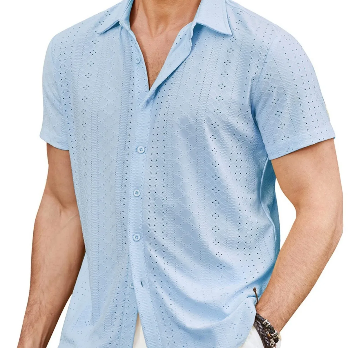 Men's Beach Shirt Short Sleeve Casual Vacation Shirt Summer Top