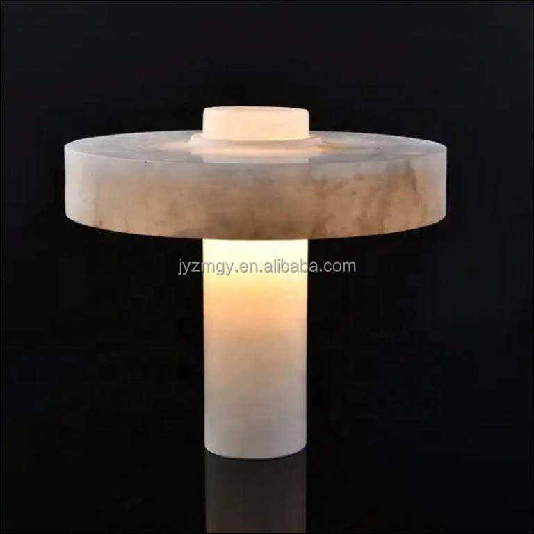 

JYLIGHTING Modern Designer Table Lamp Luxury Natural Marble Base Remote Control Elegant Oval-shaped Bedside Light for Living