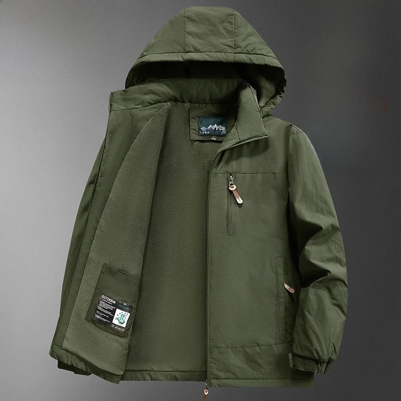 

Men's Loose Fit Thiened Fce Lined Cotton Jaet Autumn Winter Warm Coat with Multiple kets Casual Busin Sle