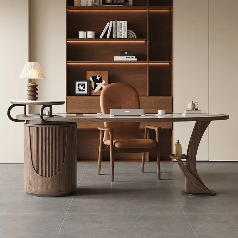 Aesthetic European Office Desk Reception Luxury Conference Computer Office Desk Wooden Design Meuble Bureau Commercial Furniture