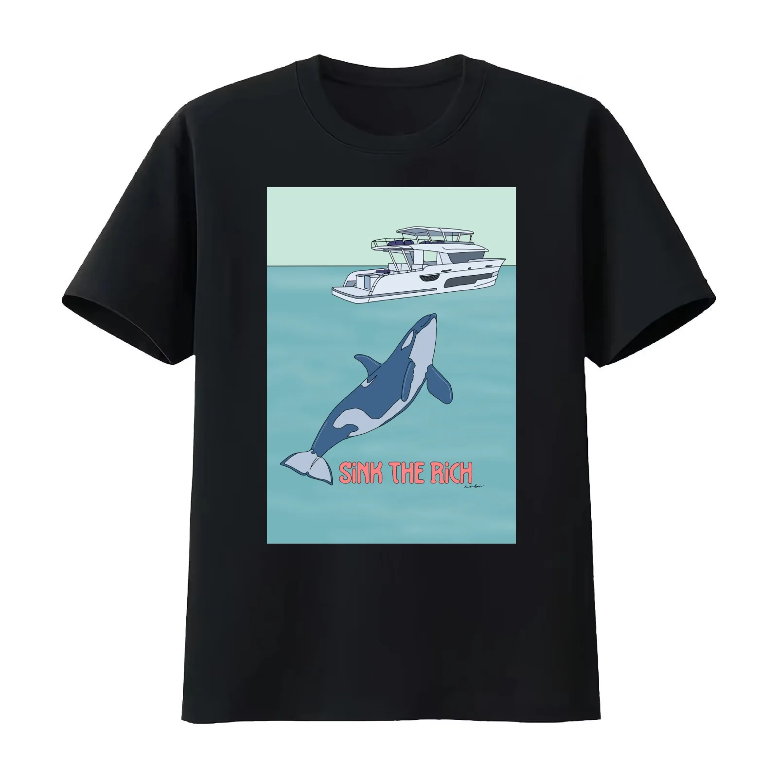 Orcanisation Sink the Rich by Gorilla Bark Part 3 T-Shirt Summer Casual Cotton Tee Oversized Streetwear Tops Unisex Men Women