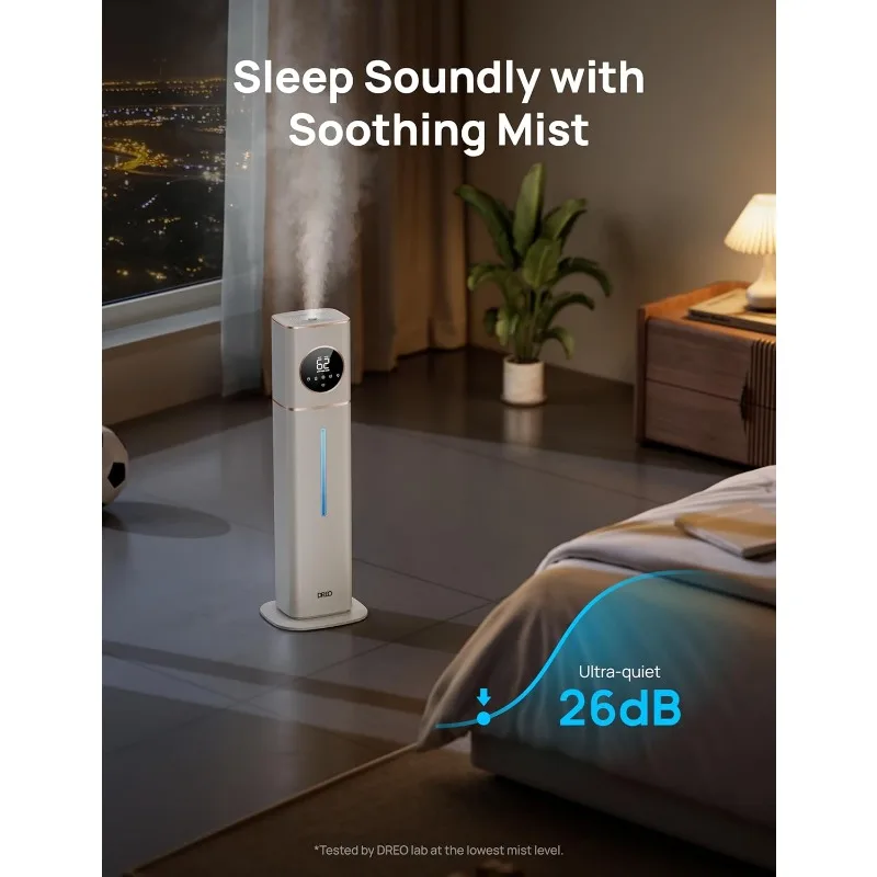 Dreo 11L Smart Humidifier Large Room 700 ft², 100H Cool Mist Air Humidifiers for Bedroom, Top-Fill Self-Cleaning Tank, 26dB