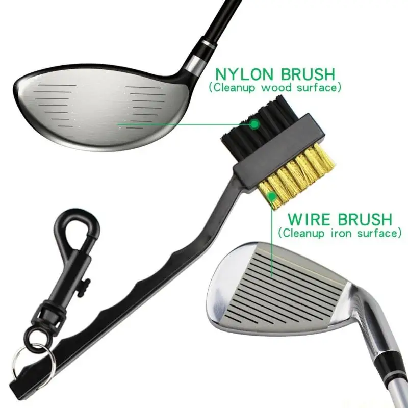 M5TC Golfs Rod Grooves Cleaner Golfs Cleaning Brush Golfs Club Aids with Carabiner
