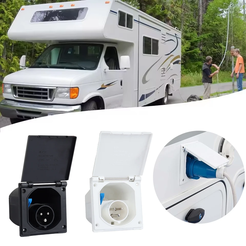 RV Power Supply Plug Socket 220V-240V 16A External Flush Hook Up Waterproof Plug Socket Apply To Caravan Camper Accessories