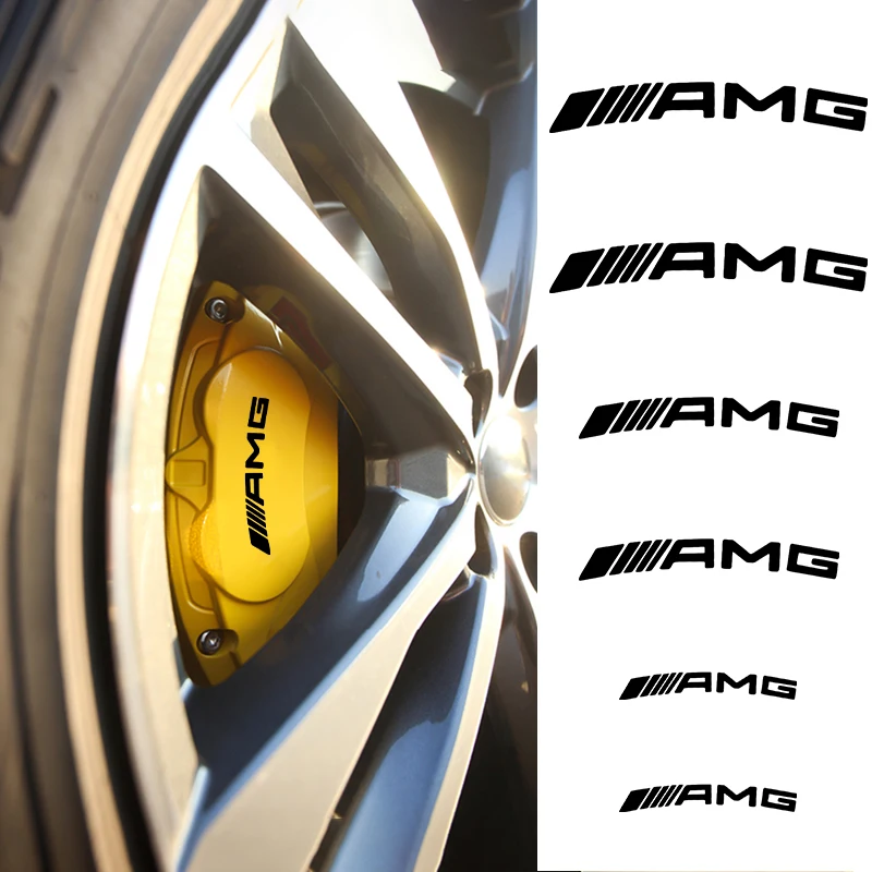 6pcs Car Brake Caliper Sticker PVC Decor Decals for MERCEDES BENZ AMG W203 W204 W205 W209 W210 W211 W212 W176 W166 W163 W221