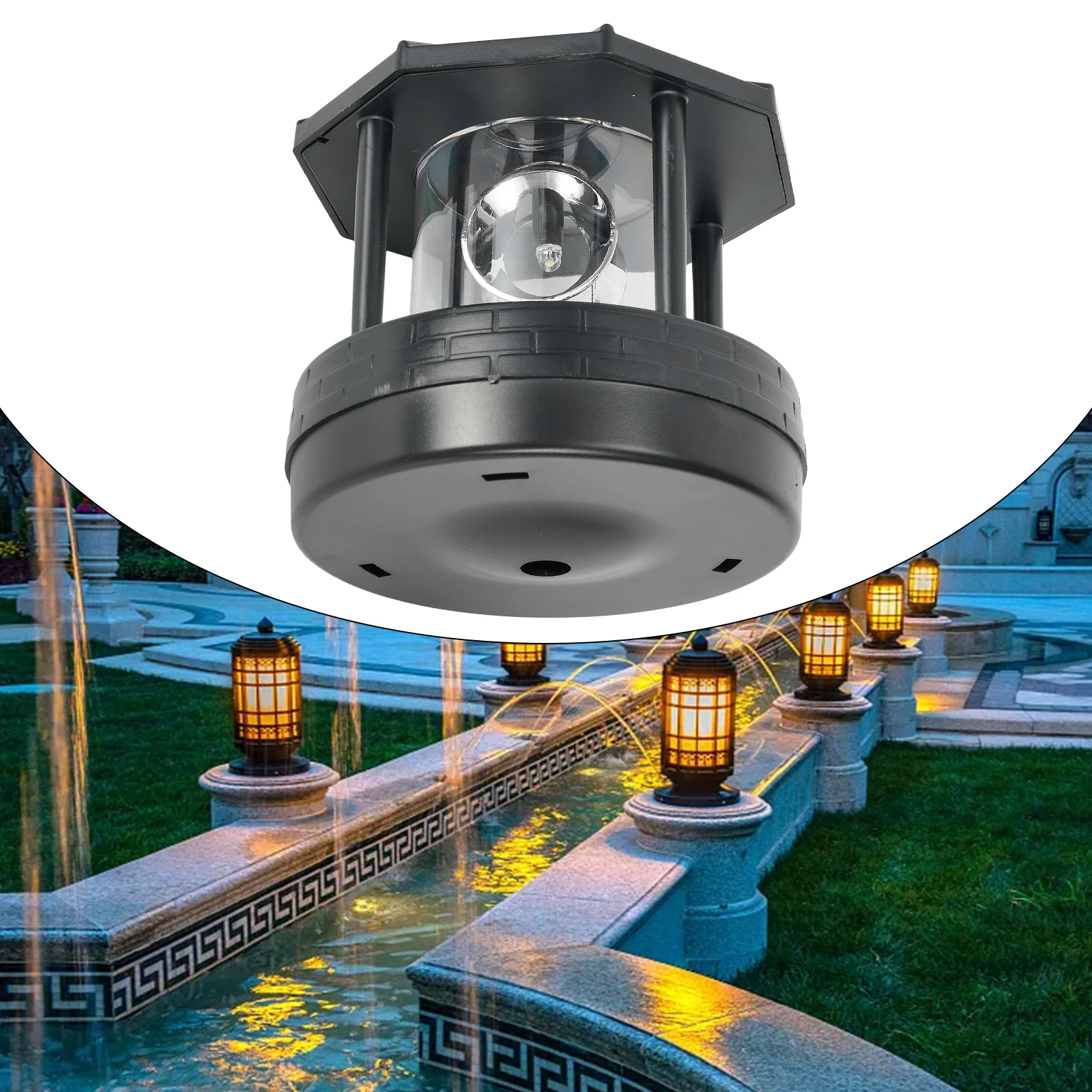 Impermeável Solar Rotating Farol, 360 Graus, Paisagem LED Light, Jardim Lawn Lamp, Lâmpada de rua ao ar livre, Household Decor