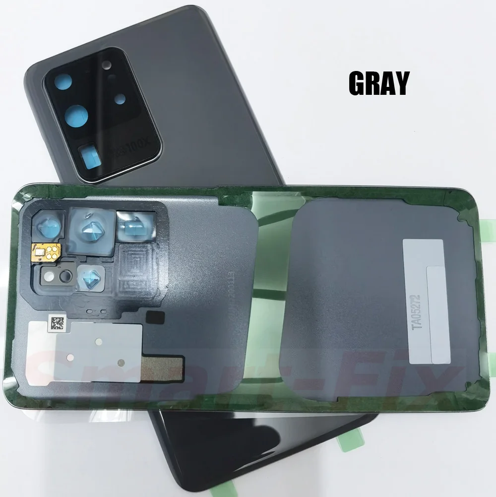 (OEM) Replacement Back Cover Case for SAM-S20 Ultra S20U 5G Rear Back Battery Cover with Camera Lens&Microphone&Adhesive Tape