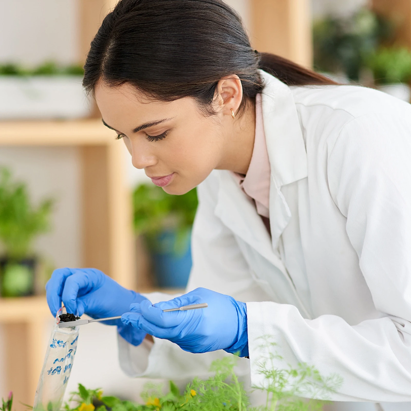 20 سنتيمتر الفولاذ المقاوم للصدأ ملعقة مزدوجة نهاية مكشطة لمختبر المنزل مطعم استخدام مغرفة اختيار ملعقة صغيرة معدات التدريس