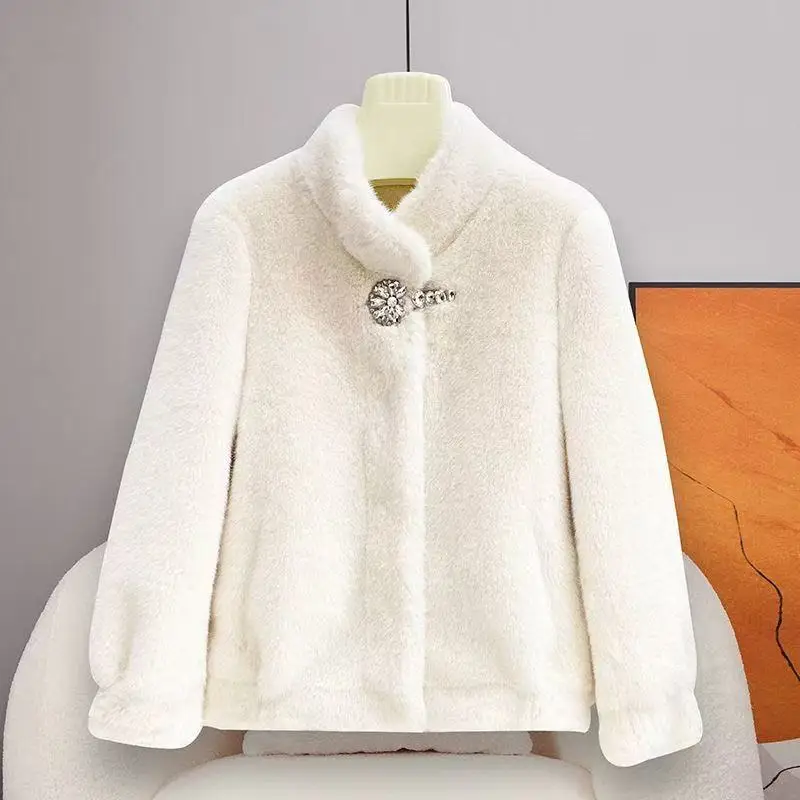 2025 nouvelle fourrure une pièce or vison manteau de fourrure femmes automne hiver tempérament laine veste Joker vêtements d'extérieur Style étranger haut pour femme