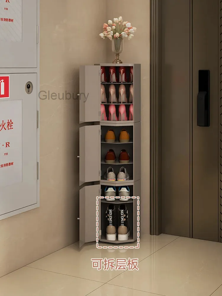 Light luxury simple style home door corridor corner multi-layer storage shoe cabinets Nordic space-saving rotating shoe cabinet