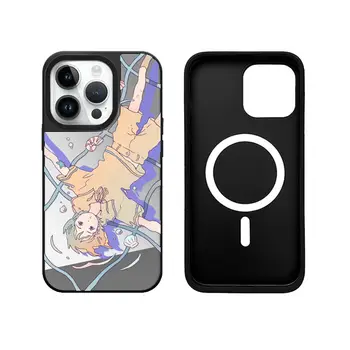 Magnetický kryt na telefon s motivem anime dívky, akrylovým/zrcadlovým motivem a černým okrajem pro iPhone 17, 16, 15, 14, 13, 12 Pro Max 8 nejlepší prodej Případ Drbny - №7