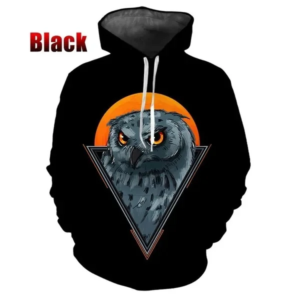 New Owls 3d Printed Animals Graphic Hoodies For Men Fashion Hoodies Y2k Hip Hop Sweatshirt Harajuku Pullover Tops Women Clothes