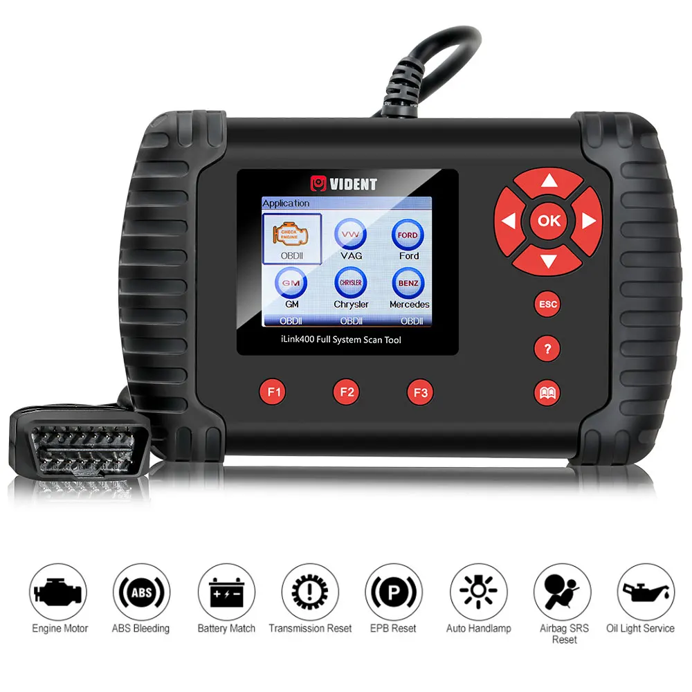 Original VIDENT iLink400 Full System Scan Tool Single Make Support ABS/SRS/EPB//DPF Regeneration/Oil Reset Update Online for Thr