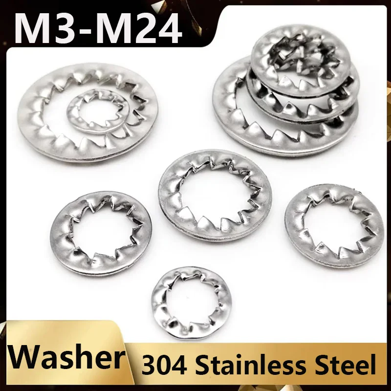M3 M4 M5 M6 M8 M10 M12 M14 - M24 GB861.2 DIN6798J A2-70 304 Stainless Steel Internal Toothed Serrated Lock Washer Gasket
