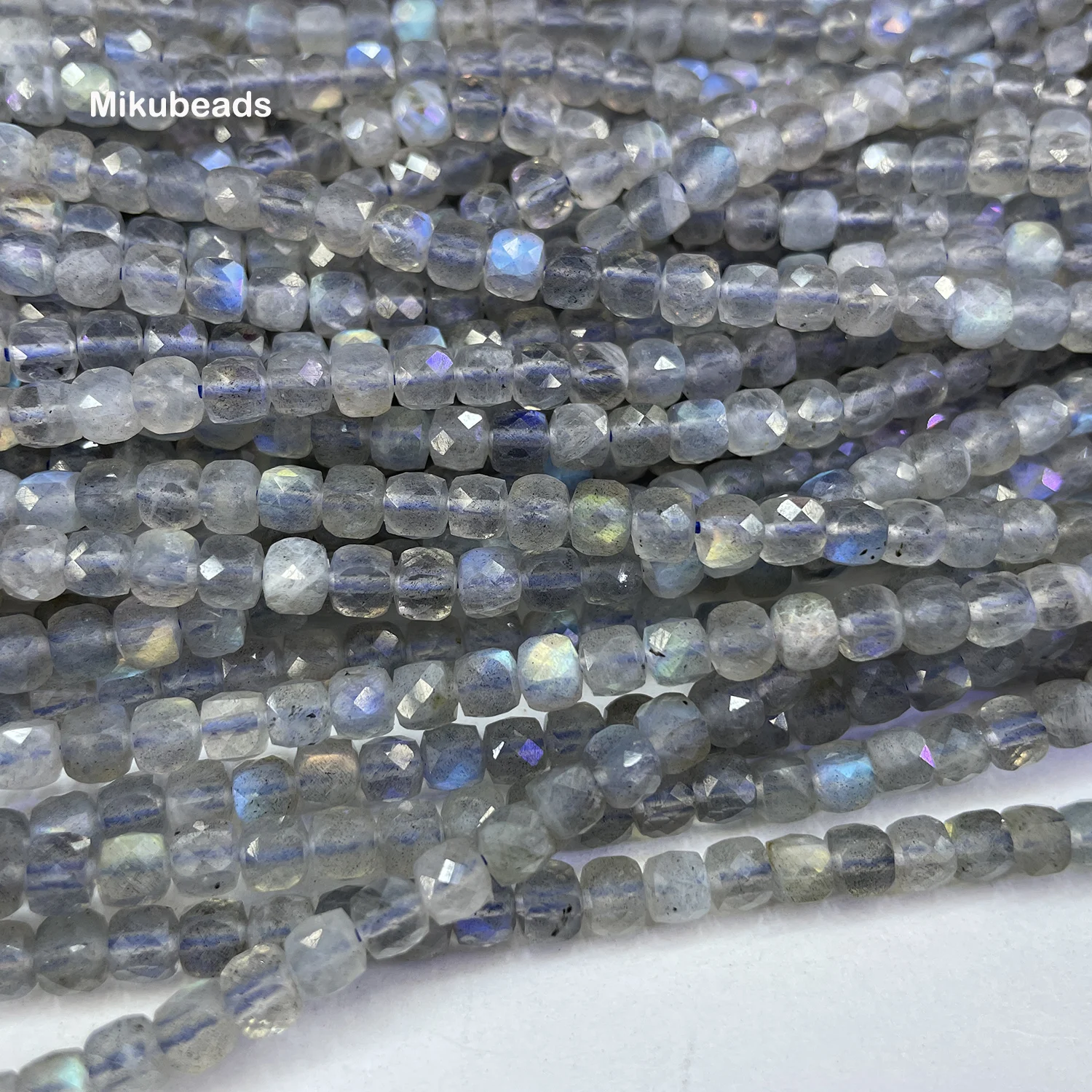 Wholesale Natural A+ 4mm Labradorite Faceted Square Loose Beads For Jewelry Making DIY Bracelets Necklace Mikubeads