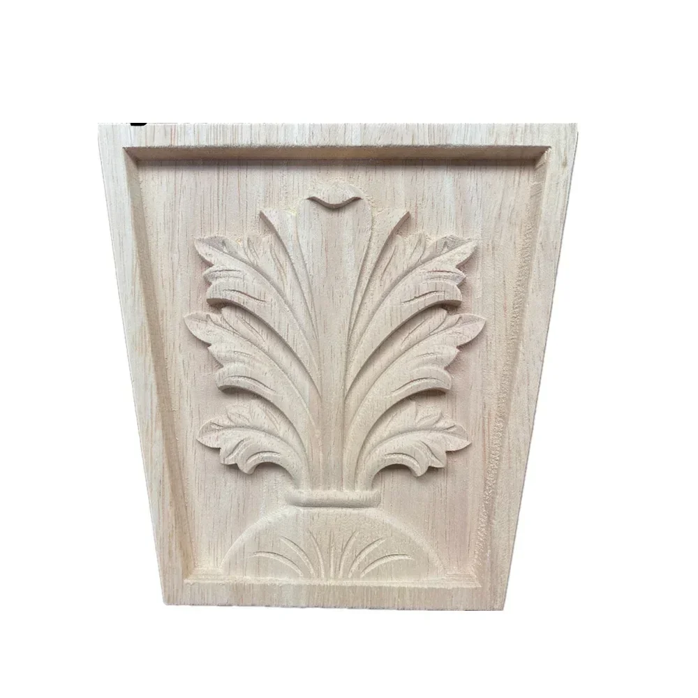 1PC 8-15cm European Carved Unpainted Retro Mouldings Wood Applique Wood Decal Long Oval Rubber Home Furniture Walls Home Decore