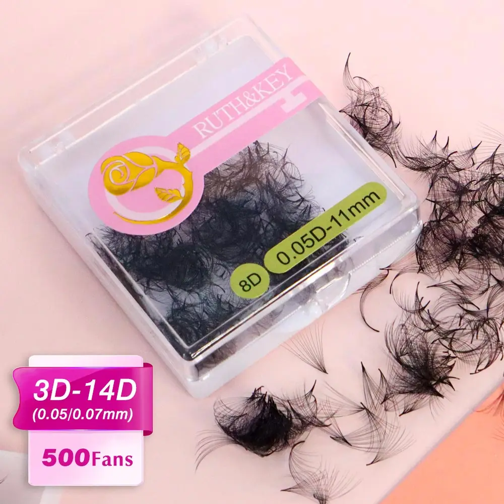 

Lashes 500 Fans Sharp Narrow Medium Stem Premade Volume Premade loose Fans Slim Thin Pointy Base Individual Eyelashes Extension