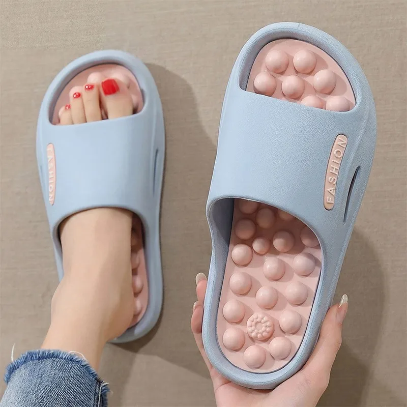 

Fashion Woman Massage Slippers Home Slippers Summer Sandals Beach Slides Casual House Flats Shoes Thick Sole Non Slip Flip Flops