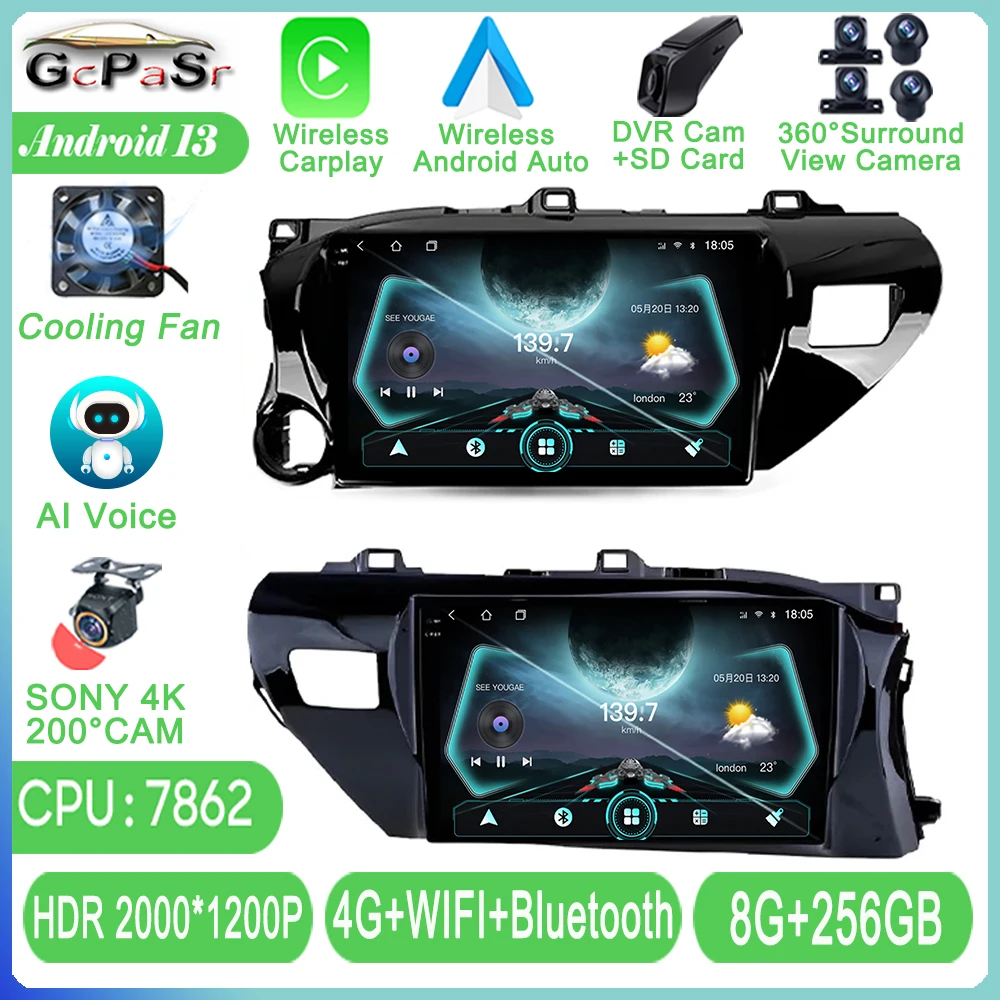 

Android Auto For Toyota Hilux Revo 2015-2020 Car Radio Video Multimedia Navigation Stereo Head Unit DSP 5G WIFI TB NO 2 din Dvd