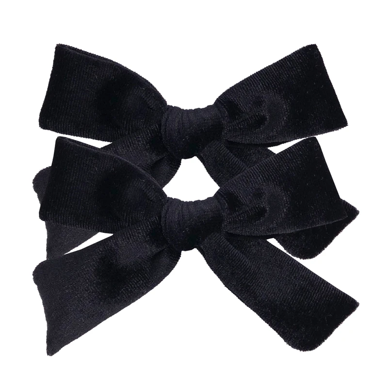 2 PCS Plus 5'' Vintage Velvet Hair Bow Clips Barrettes Baby Kids Girls Women Hair Accessories