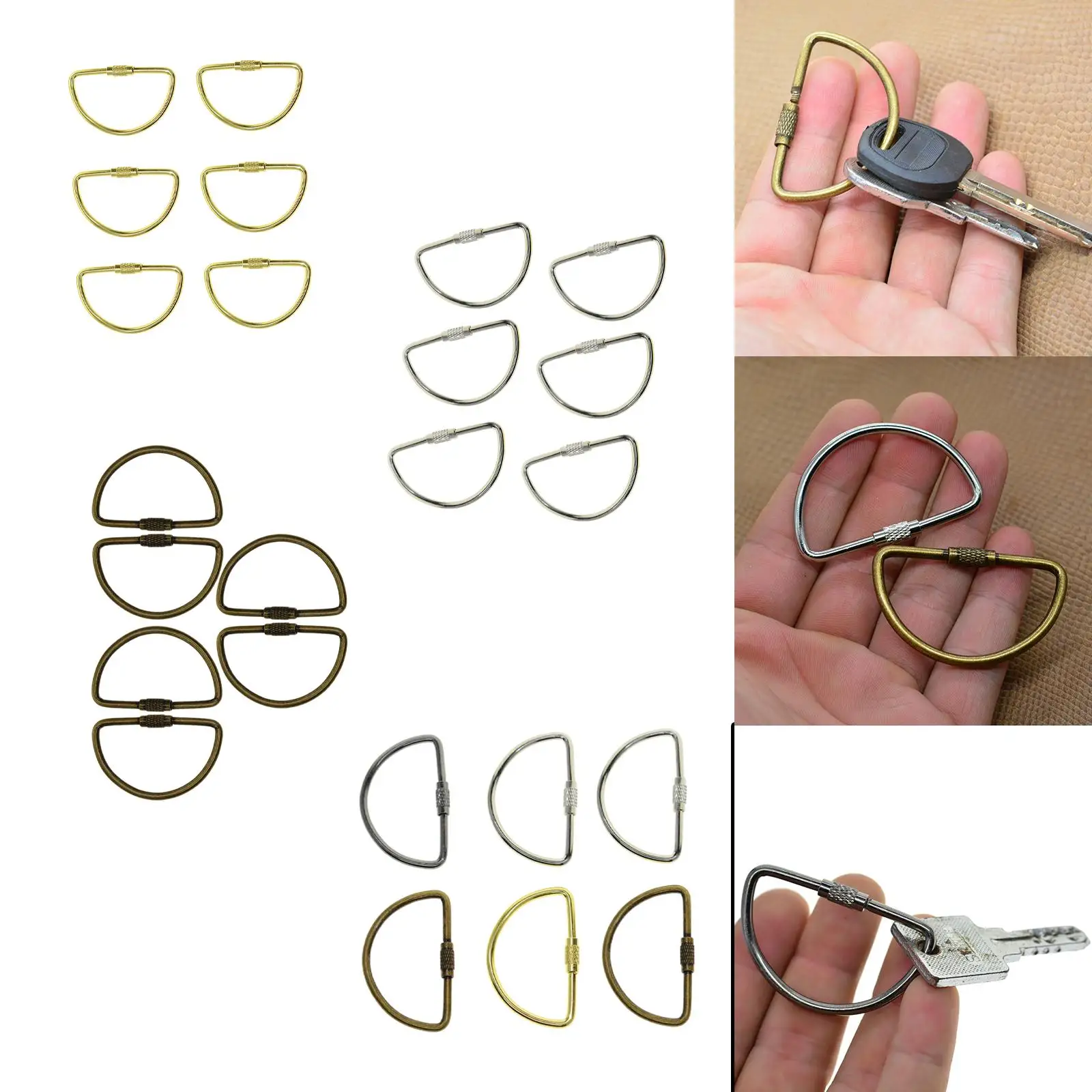 6x สกรูล็อคพวงกุญแจสกรูล็อค Carabiner น้ําหนักเบาทนทาน 2 นิ้ว D รูป