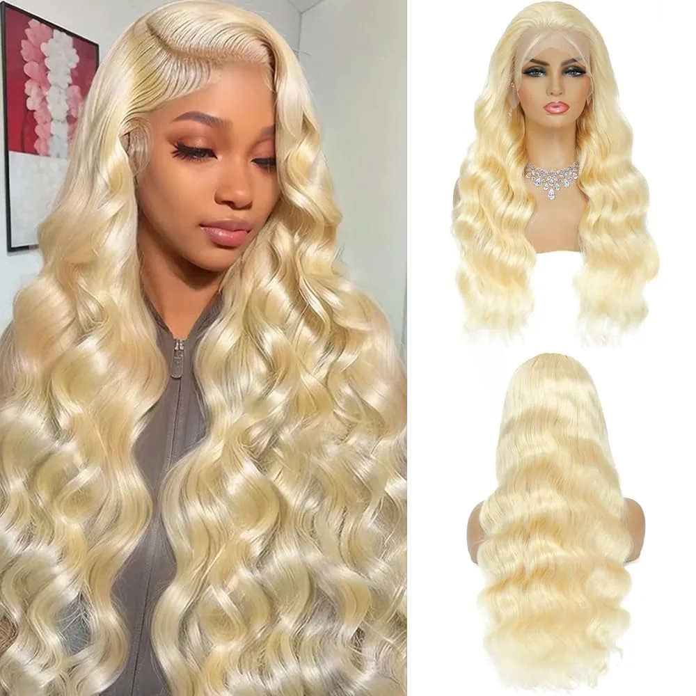 Peluca Frontal de encaje 613 HD, pelucas frontales de encaje Rubio ondulado de 200% de densidad 13x4, pelucas sin pegamento prearrancadas de cabello humano para mujeres