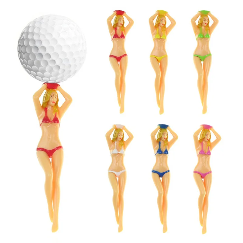 6PCS New Golf Tee Sexy Bikini Model Beauty Nails Plastic Ball Nails Fun And Fashionable