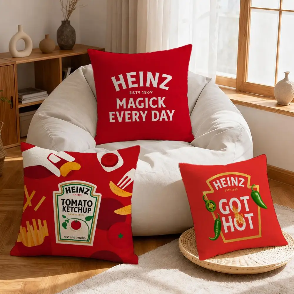 Brand Heinz Cushion Cover Linen Anti-Mite Antibacterial Cushion Cover Invisible Zipper Sofa Decor
